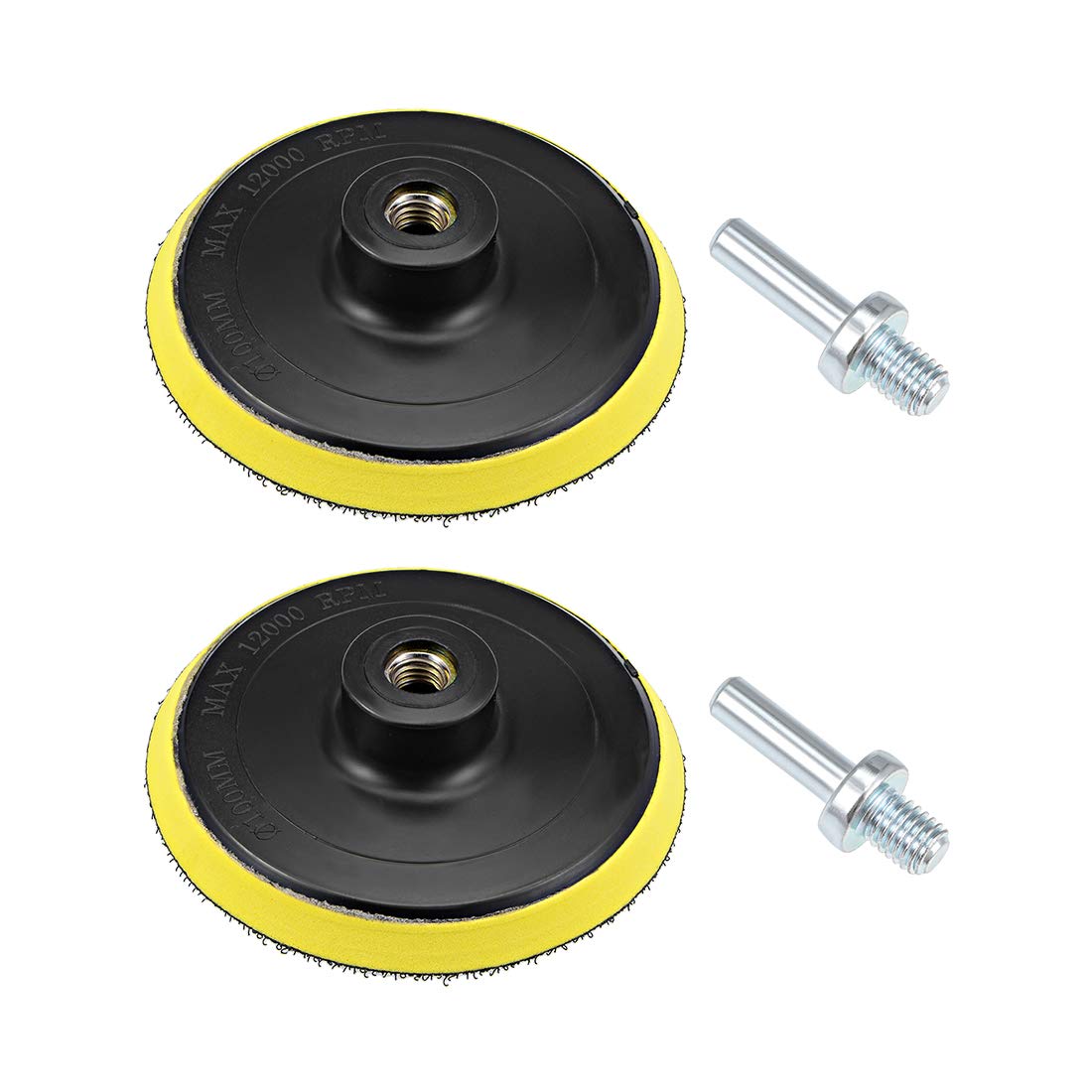 sourcing map 4" Hook and Loop Backing Pad Sanding Polishing Backer Plate with M10 Drill Adapter for Random Orbit Sander Polisher Buffer 2pcs