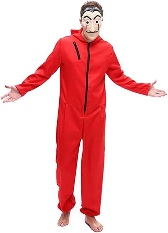 Red Jumpsuit Money Heist Costume with Mask Costume Set for Men and