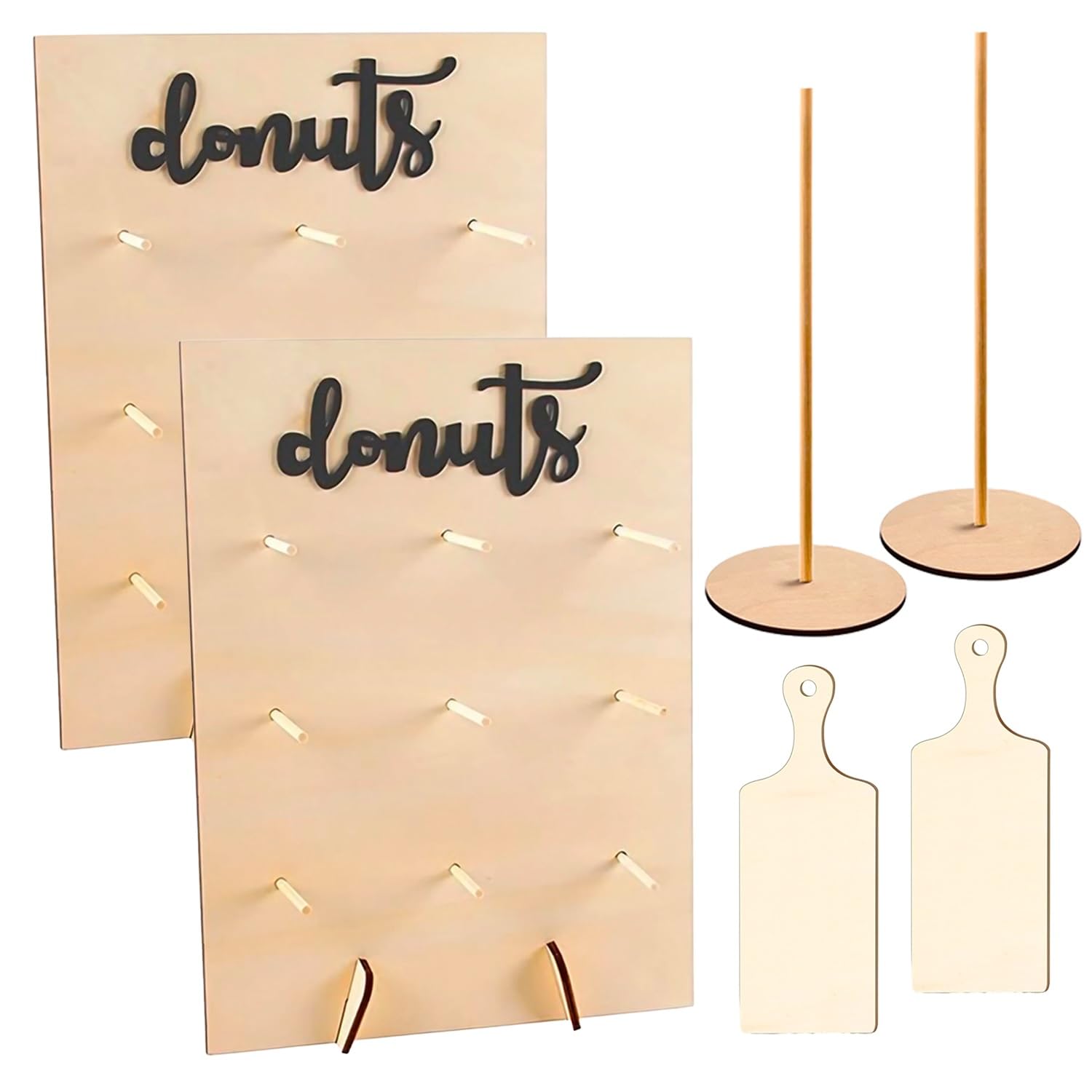 Photo 1 of 6 Pack Donut Stand Set Includes 2 Donut Wall 2 Donut Display Stand 2 Donut Board, Doughnut Wall, Decorative Doughnut and Bagel Holder for Birthday, Wedding, Baby Shower, Party