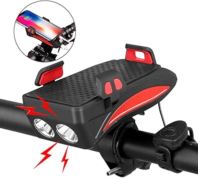 Amazon 4 In 1 自転車 ライト Led ヘッドライト Usb充電式 ベル バイク スマホ ホルダー 携帯充電器付き Sofit 00mah 自転車 フロントライト ホルダー 防水 角度調整 スマホスタンド 3つ点灯モード 前照灯 高輝度 サイクルライト 脱着簡単 バイク スマホスタンド 夜間