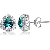 Sterling Silver Genuine London Blue Topaz & White Topaz Trillion-Cut Stud Earrings