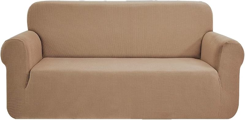 SAMSTEX 3 Seater Sofa Cover Stretch Slipcover Sand 1-Piece