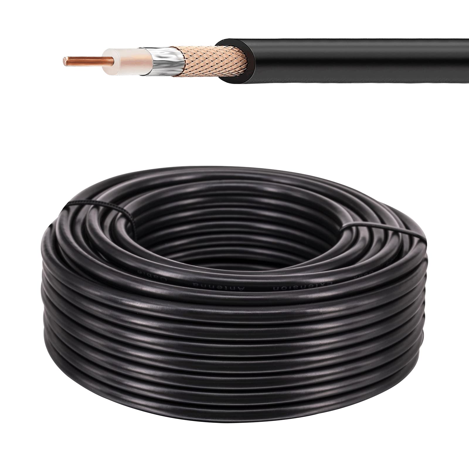 Urcianow RG58 Coaxial Cable - 15Meters Low Loss 50Ohms RG58 RF Coax Cable for SMA, UHF, F, N, BNC, TNC Connectors - WiFi Router Signal Booster Amplifier