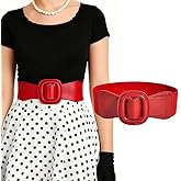Yalice Vintage Wide Elastic Waist Belts for Women Fashion Stretchy Dress Thick Belt with Chunky Buckle