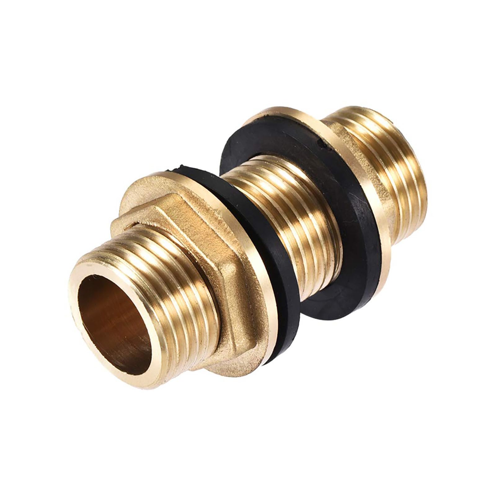 Recogwood G1/2 Male Bulkhead Fitting, Tube Adaptor Connector Hose Fitting with 2 Silicone Gaskets for Water Tanks, Brass, Gold Tone