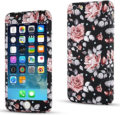 iphone 6 Case,Okloy iphone 6s 360 full Body Protective Case Hard Slim 3D Embossment Pattern Matte Case Cover with Tempered Glass Screen Protector for iphone 6 6s 4.7" …