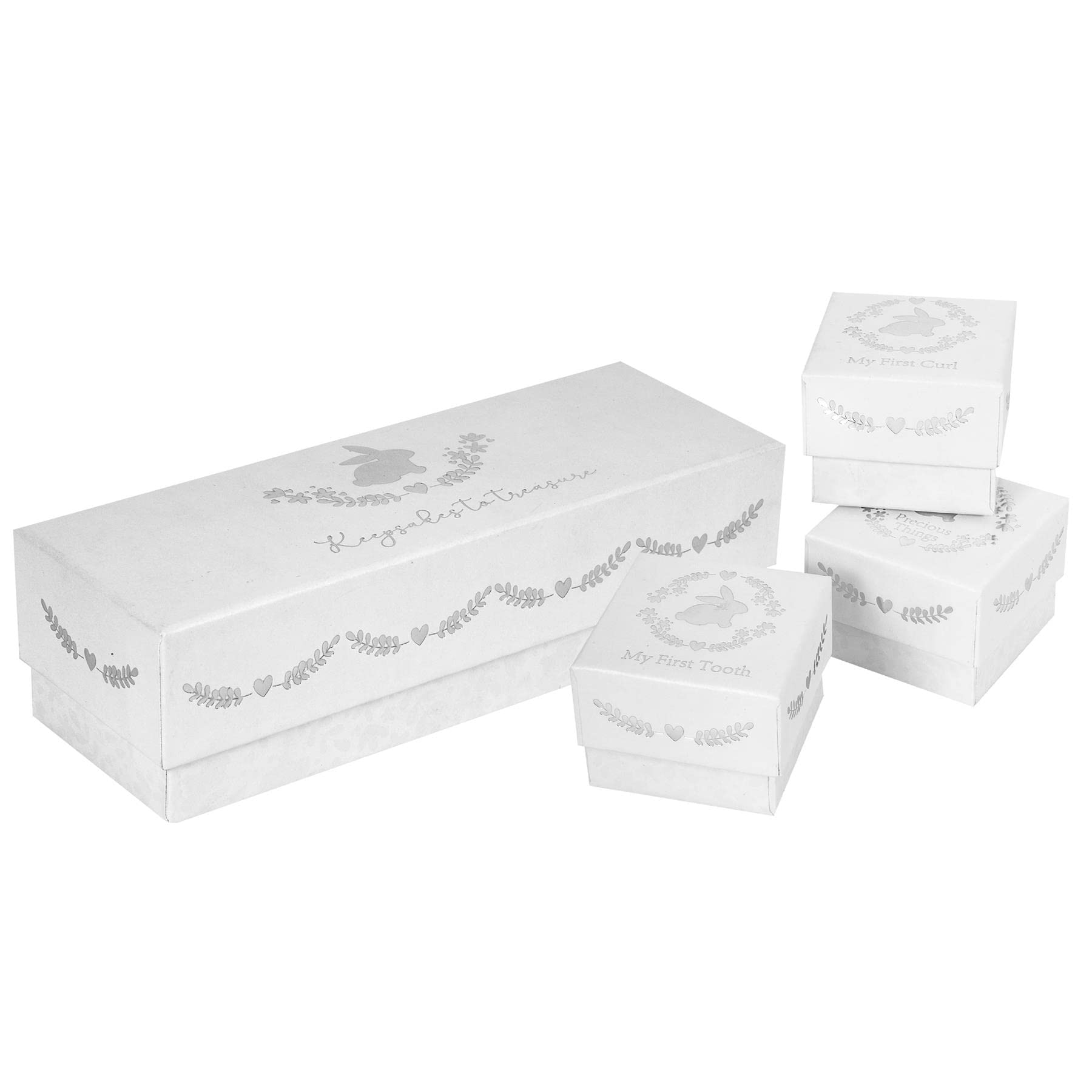 Set of 3 Keepsake Boxes - Tooth / Curl / Precious Things for Baby Shower, New Baby or Chritening 9783