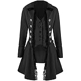 BITSEACOCO Women Renaissance Steampunk Jacket, Medieval Halloween Costumes Gothic Victorian Pirate Tailcoat Frock Coat