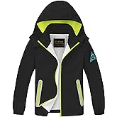 WICKHAM Boys Girls Waterproof Rain Jacket Detachable Hood Lightweight Raincoats for Kids Windbreaker Coat