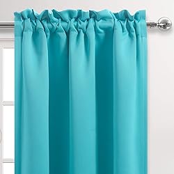DWCN Turquoise Valance for Kitchen Window Solid Rod