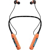 JL&MI Neckband Bluetooth Headphones, Wireless Sport Earphones with 80-Hour Battery and LED Display, Bluetooth 5.4 Magnetic Earbuds, Comfort Fit for Running, Gym, Travel (Orange)