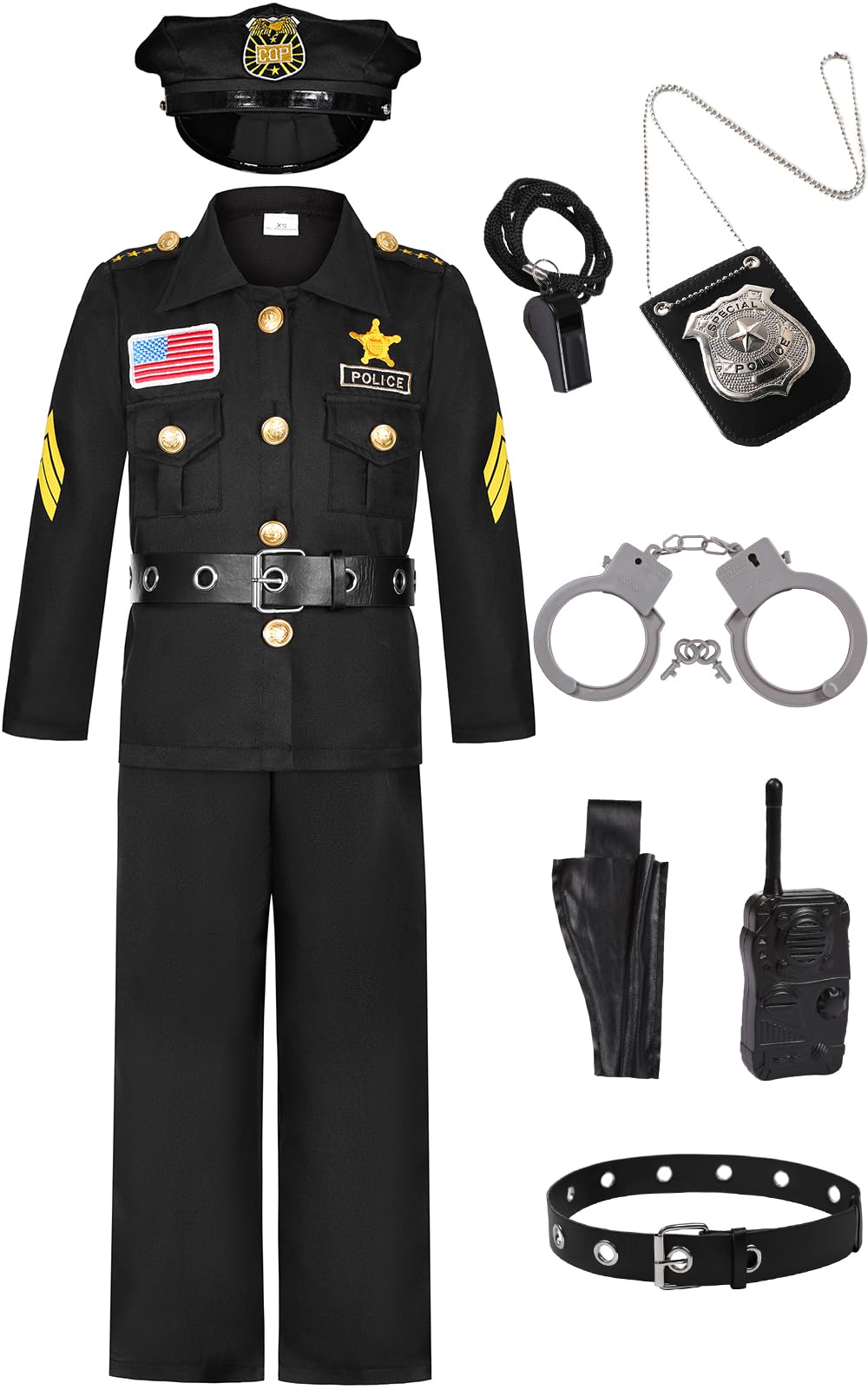 Photo 1 of Costumerry Police Officer Costume for Kids Boys Cop Costume Halloween Dress Up (8-10 Years)