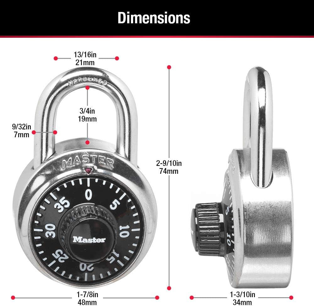 Master Lock 1500T Locker Lock Combination Padlock, 2 Pack, Black - Combination Padlocks - 