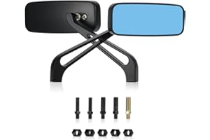 OFIG 8mm 10mm Rectangle Motorcycle Mirrors, Universal Motorcycle Rear View Side Mirrors Compatible with most Motorcycles Crui