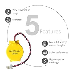 EEMB 10PACK 3V CR2032 CMOS Battery with Wire Leads