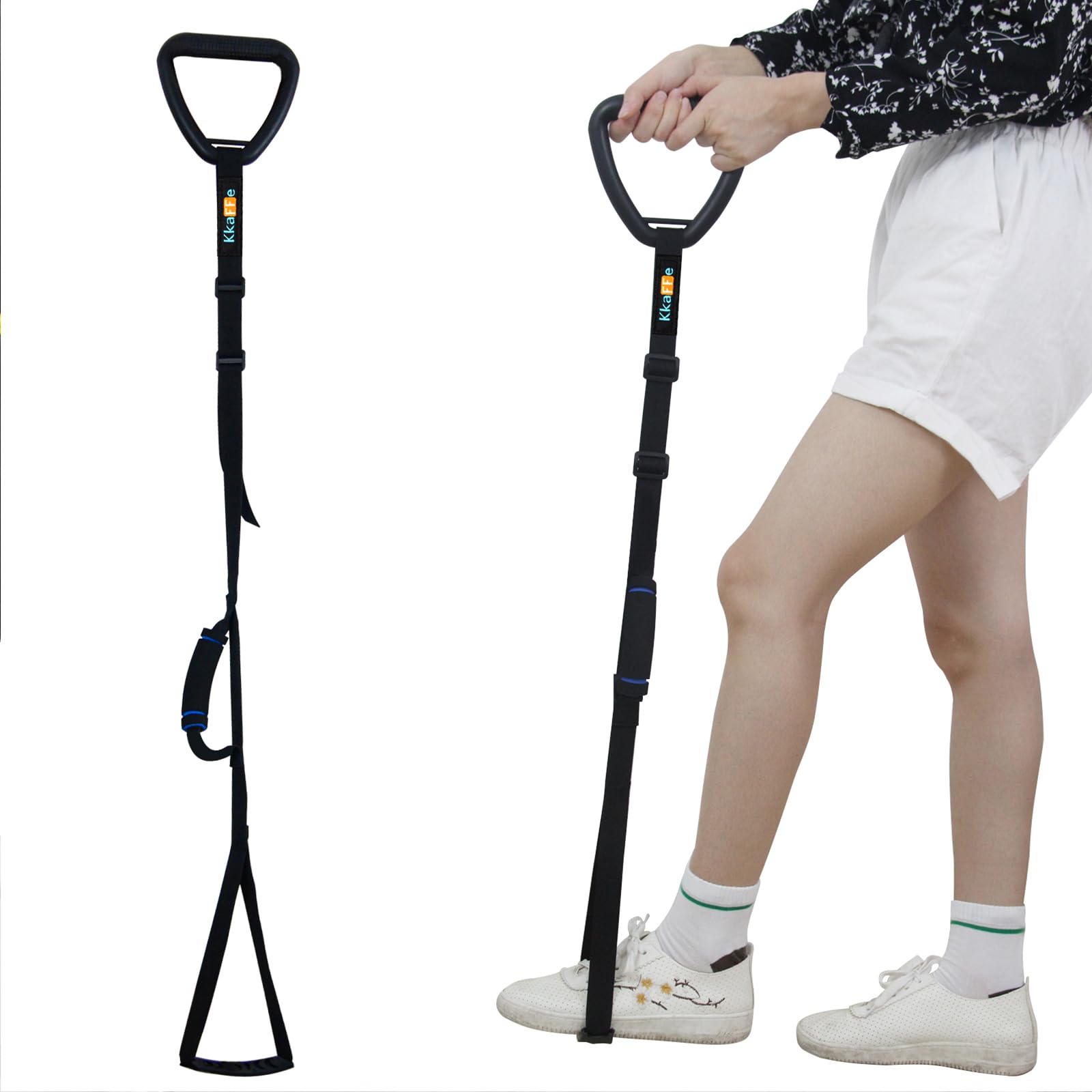 KkaFFe Long Leg Lifter, Leg Lifter Strap Rigid with Large Foot Loop, Legs Strap Lift for Get in and Out of Bed,Car,Wheelchair for Disables and Elderly，Leg Straps，Leg Aid Lift Strap (37.40in-53.14in)