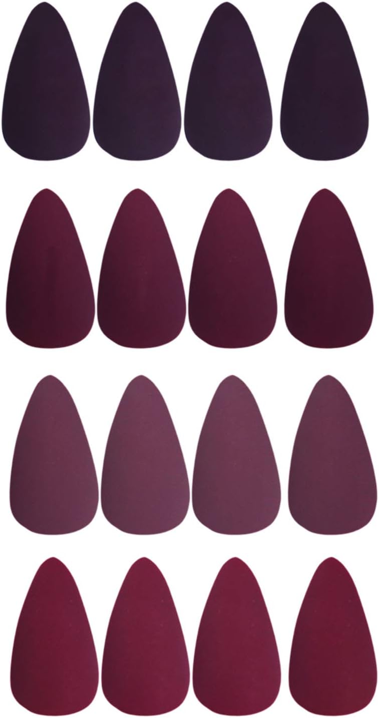 Laza 112 Pcs Colorful Fake Nails 4 Packs Stiletto Almond Peach Purplish Conch Carmine Full Cover Medium Matte Artificial Acrylic Nails - Prune Mulberry