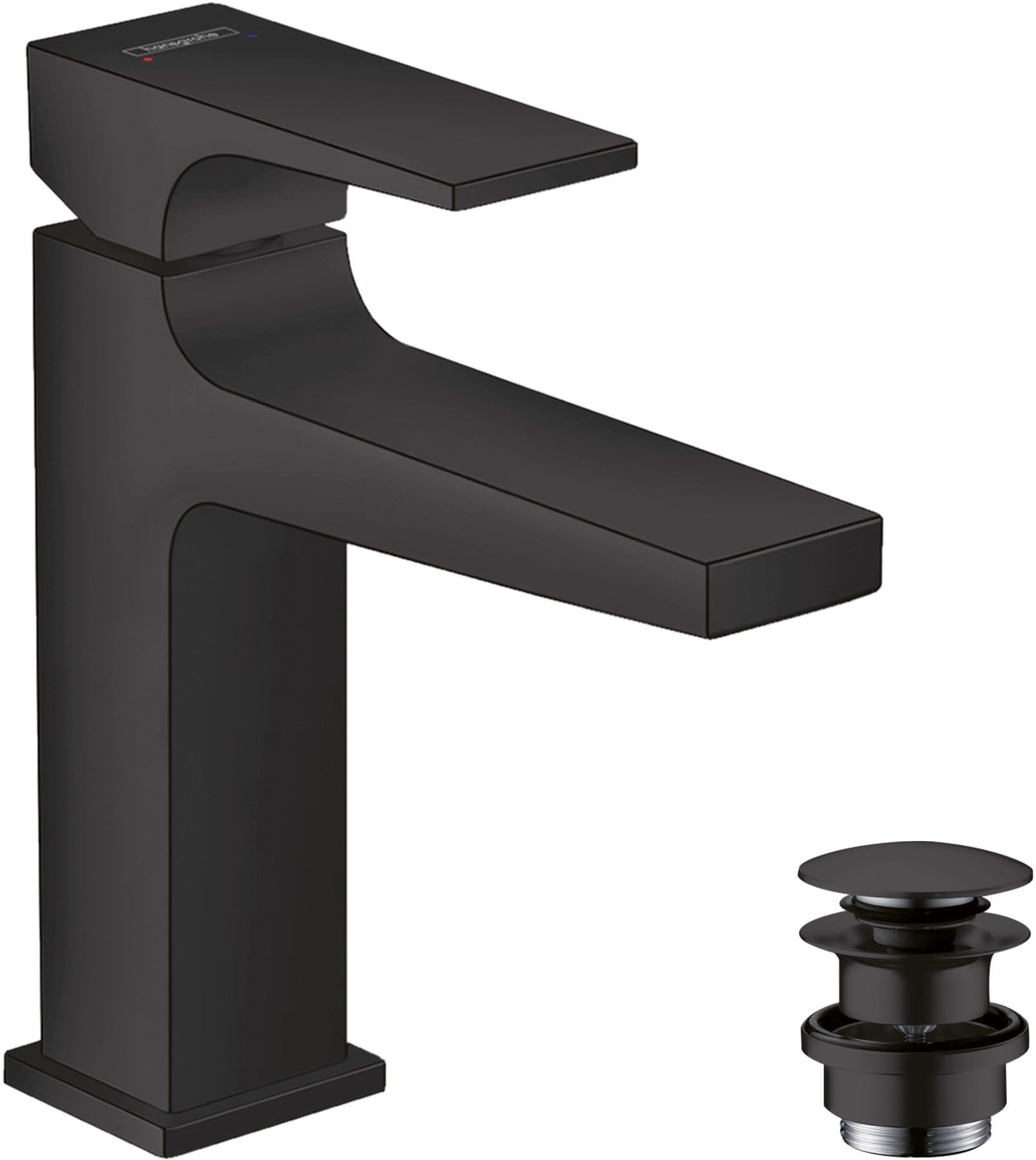 Hansgrohe Metropol Single Lever Basin Mixer 110 With Lever Handle And Push-Open Waste, Matt Black, 32507670