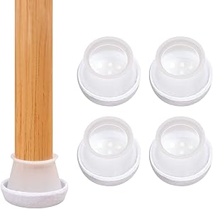 Ezprotekt 24 Pack Chair Leg Cups Floor Protectors with Thicken Felt Pads, Silicone Furniture Pads Desk Foot Cups Hardware Floor Protection, Fit Furniture Feet Diameter from 30mm to 40mm, Round White