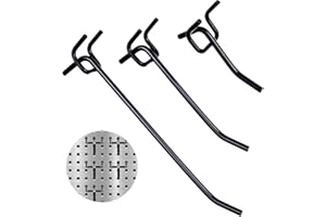 Limbeuuu 60Pcs Black Pegboard Hooks, 2/4/6 Inch Pegboard Wall Hook Heavy Duty Shelving Hook Fit 1/4" Metal Hanging Display Holder Organizer for Kitchen Store