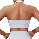SUUKSESS Women Seamless Halter Sports Bra Open Back Padded Workout Crop Tank Tops