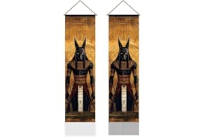 AHANDMAKER 2 Pack Egyptian Anubis Wall Tapestry Egyptian Hieroglyphs Art Wall Hanging Decor Vertical Long Tapestry Home Decor