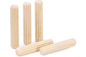 1/4" x 1-1/4" Wooden Dowel Pins, FoDau770 Fluted Wood Dowel Rods, Natural Beech Wood Dowel Pegs for Crafts, Woodworking, DIY Furniture - 100 Pieces