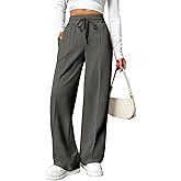 PINSPARK Wide Leg Sweatpants Women High Waisted Baggy Sweat Pants Elastic Elevated Seams Loose Active Pants with Pockets