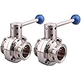DERNORD 2 Pack 2 Inch Tri Clamp Sanitary Butterfly Valve with Pull Handle Stainless Steel 304 Tri Clamp Clover (2" Tube OD)
