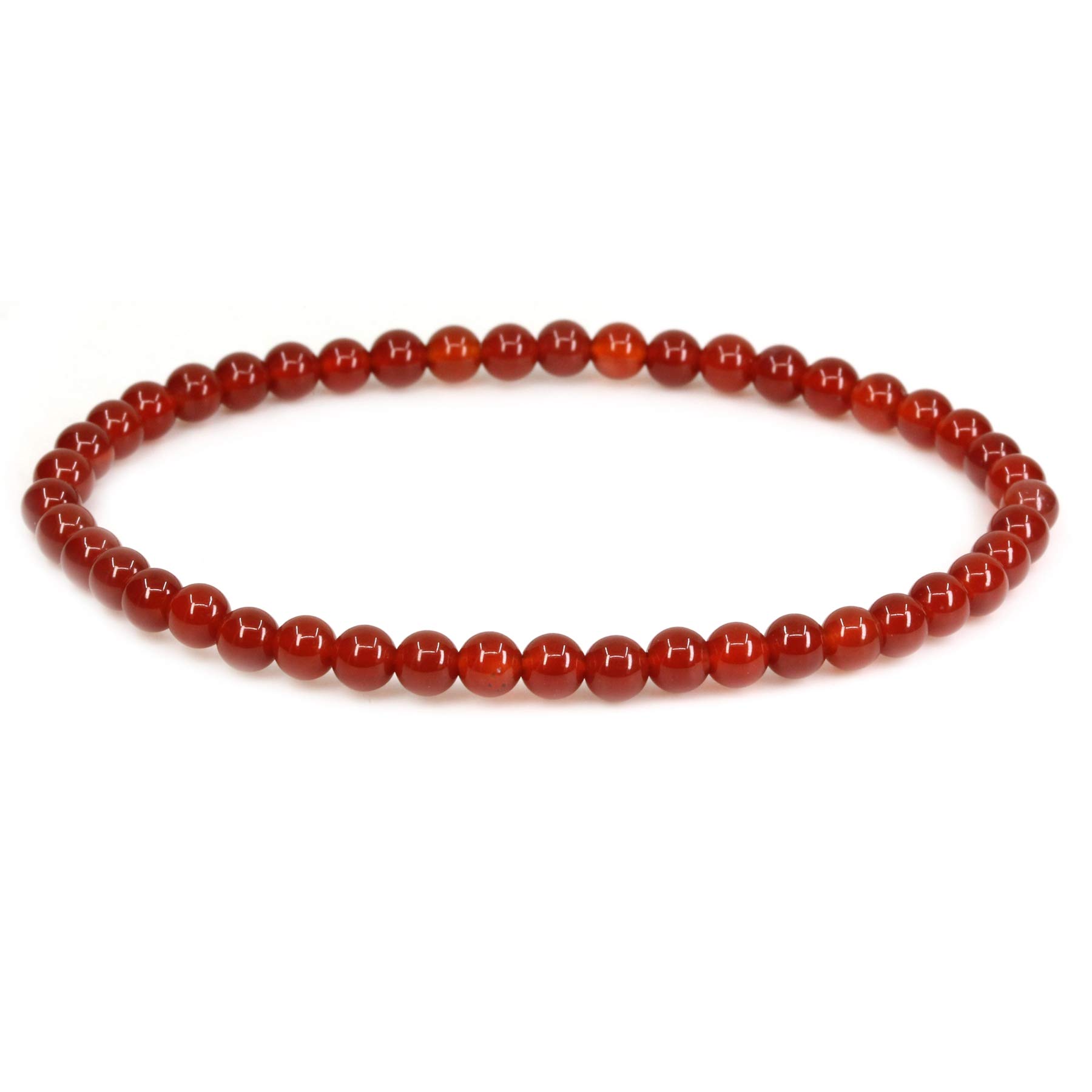CHENYUE Natural A Grade Red Agate 4mm Round Beads Stretch Bracelet 7" Unisex