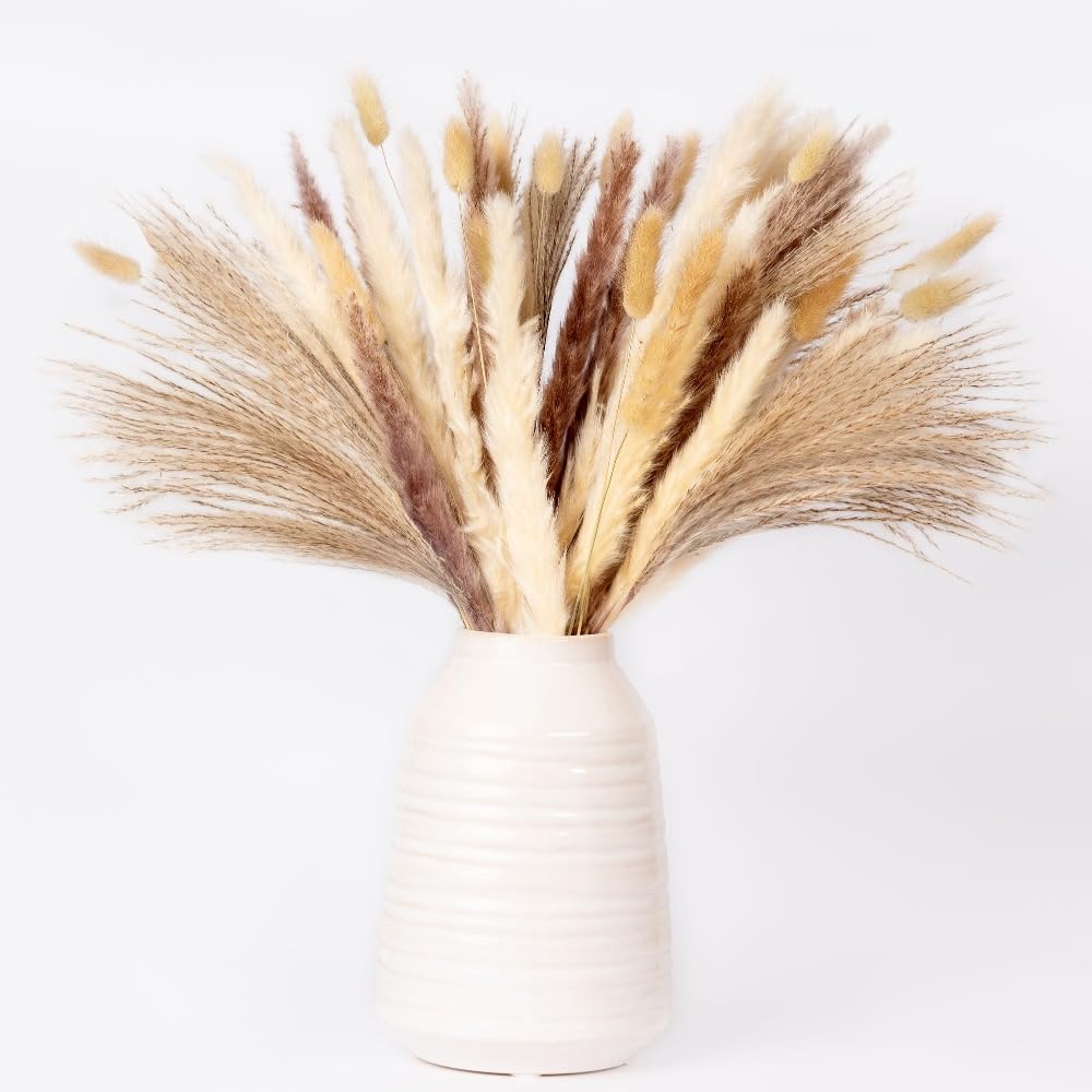 Natural Dried Pampas Grass Plant Bouquet, 40 cm Tall for Autumn Home Boho Table Decor, Floral Arrangements, Home & Wedding Decorations, Dried Flowers Gifts (pampas 40pcs)