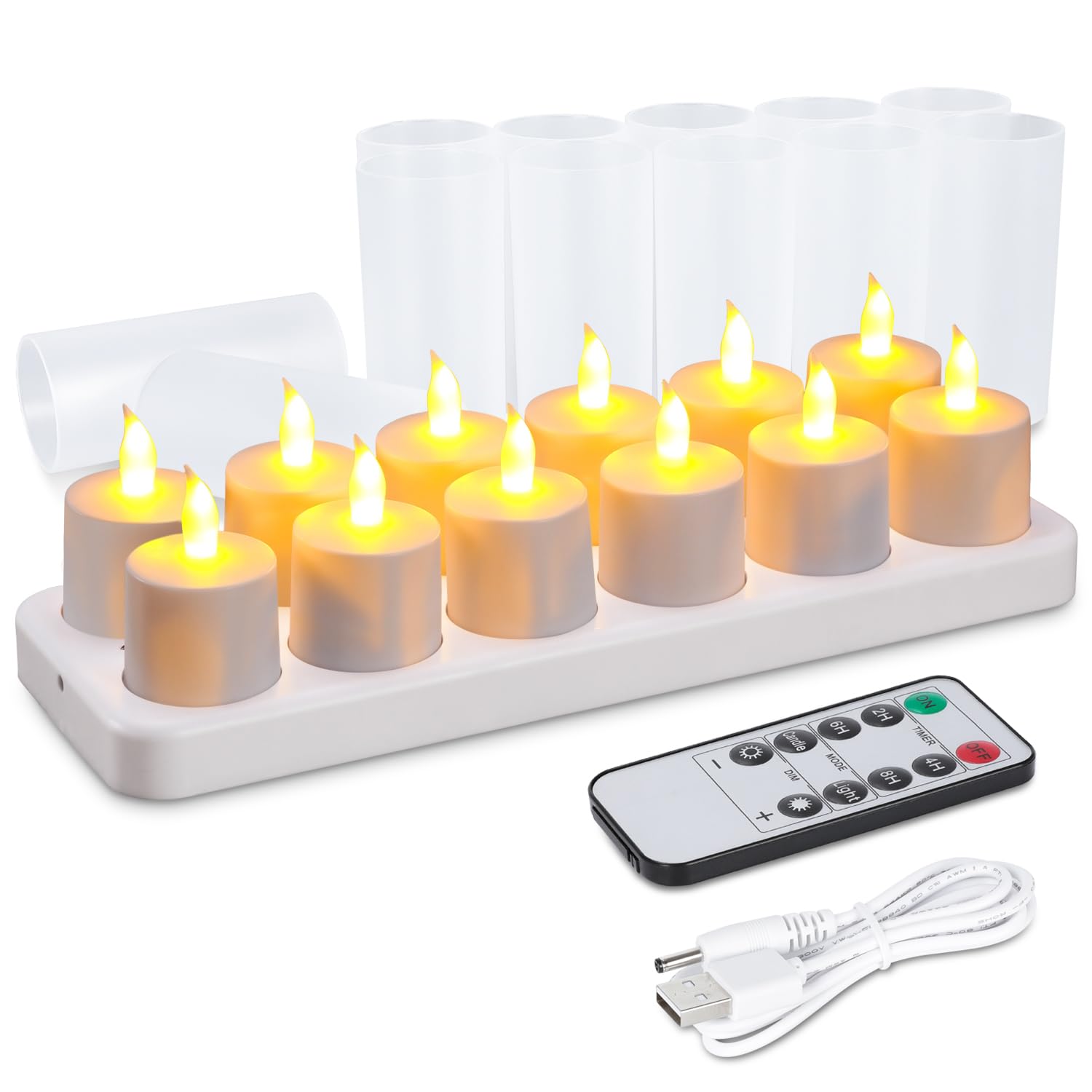 Photo 1 of WoneNice Rechargeable Tea Light Candles with Remote Timer, Romantic Deco for Home Parties, Restaurants, Weddings, Christmas