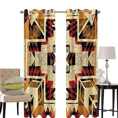 hengshu Arrow Blackout Curtains for Bedroom Native American Inspired Retro Aztec Pattern Mod Graphic Design Boho Artwork Thermal Insulated Soundproof