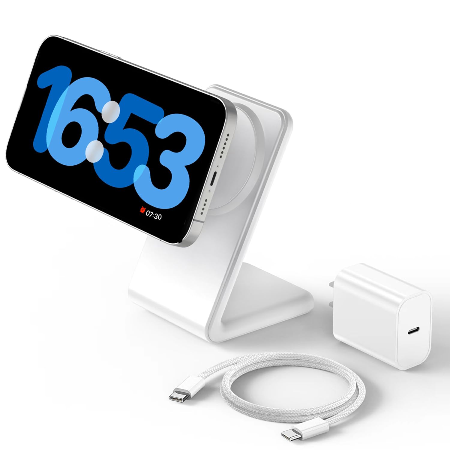 Magnetic Wireless Charger with Fast Charging Capability for iPhone 15/14/13/12 Series - White