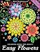 Easy Flowers Coloring Book for Adults: Black Background