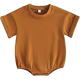 Kutersbabi Unisex Baby Boy Girl Clothes Infant Summer Oversized Bubble Romper Toddler Baby Plain Short Sleeve Jumpsuit