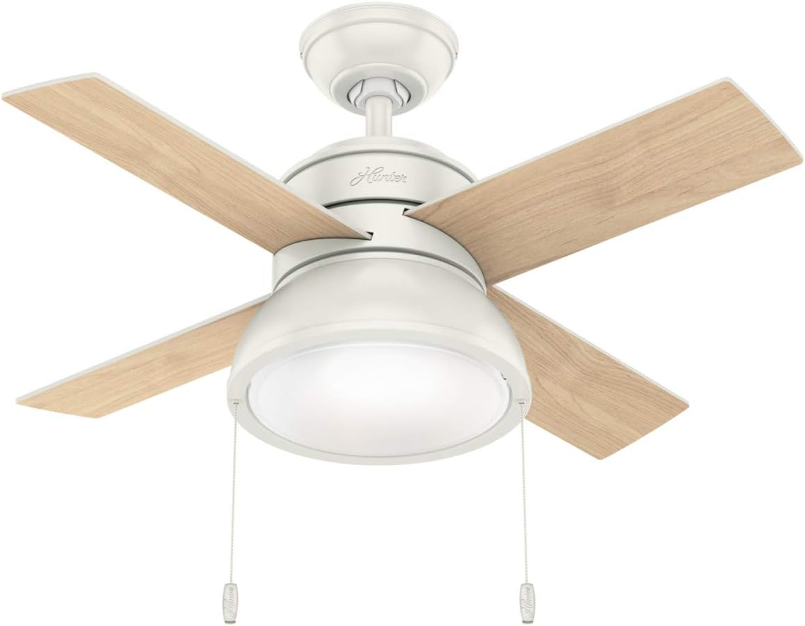 Hunter Indoor Ceiling Fan With Led Light And Pull Chain Control