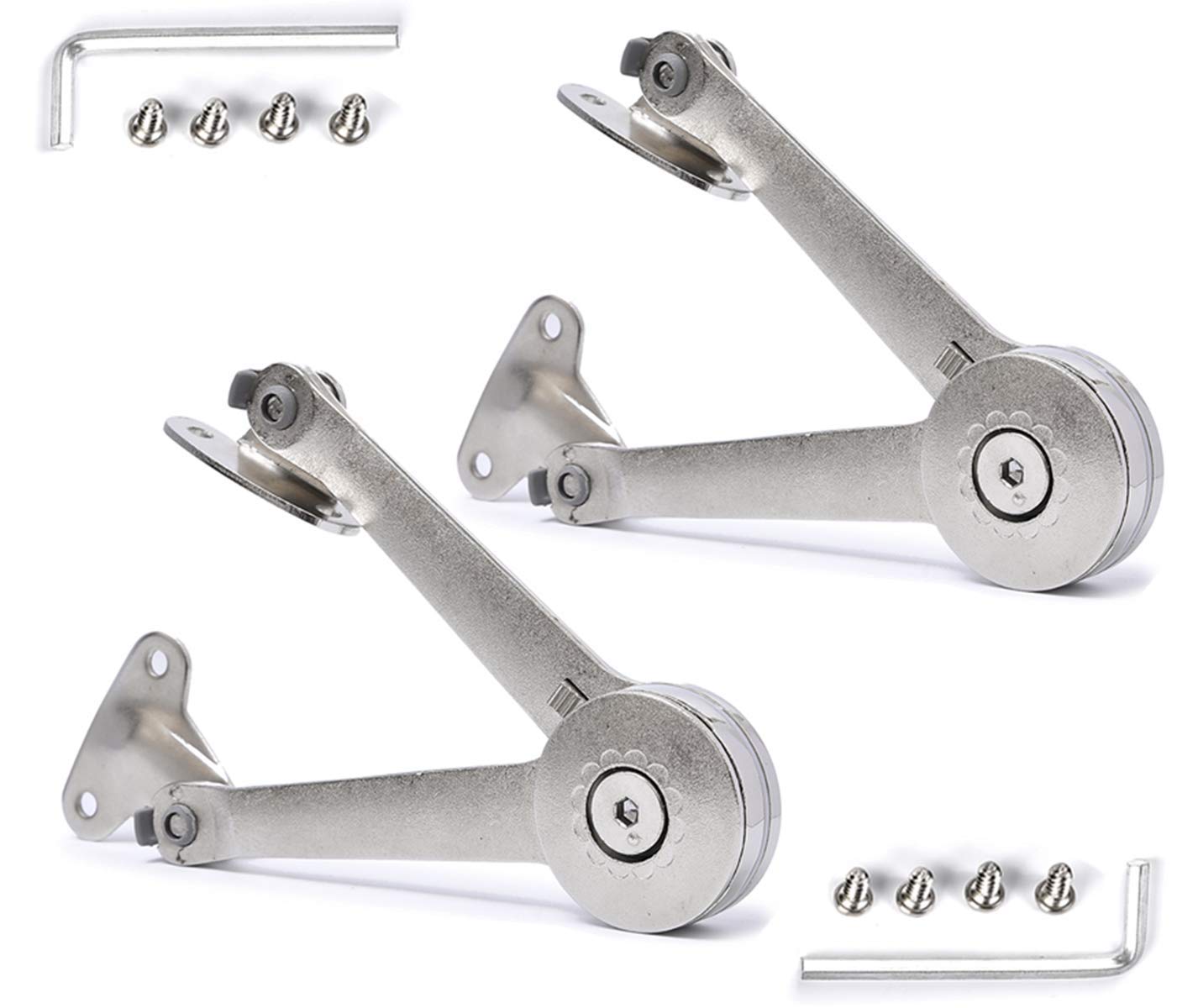 QBOSO Lid Stay Hinge in Satin Nickel Folding Lid Hinge with Soft Close, Perfect for Toy Box/Kitchen/Wardrobe/Cabinet Door, 35lb (Modern Style 1pair) — image 1