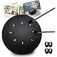 Flagest Rain Drum for Outside, Upgraded 8 Notes 6 Inches Steel Tongue Drum, Rain Chimes for Garden Instrument with Drum Bag, Music Book, Drum Mallets