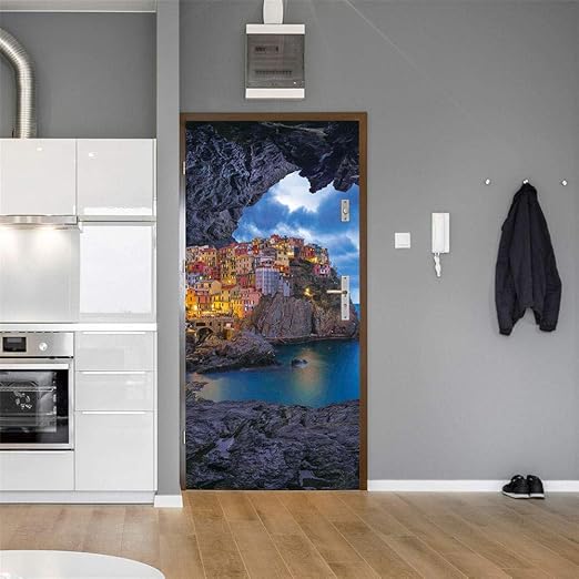 Adesivi Murali 3D Effetto Porta In Legno - Autoadesivi Per Porte, 95x215 Cm