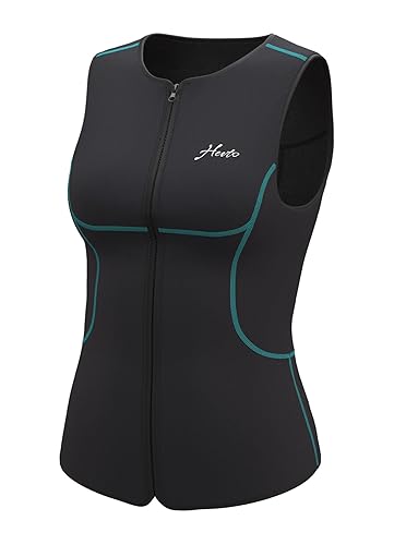 Hevto Women Wetsuits Top Vest 3mm Neoprene Front Zip Sleeveless