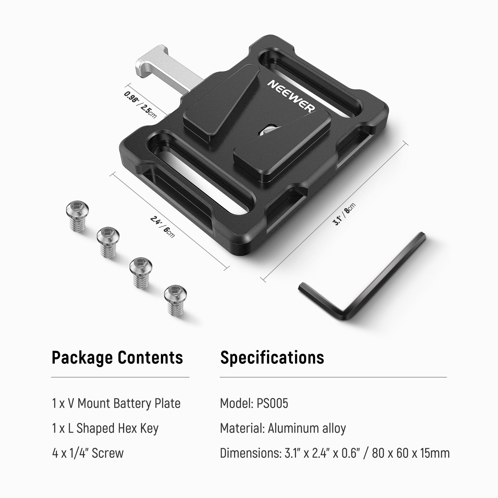 Neewer Mini V Mount Battery Plate with 1/4