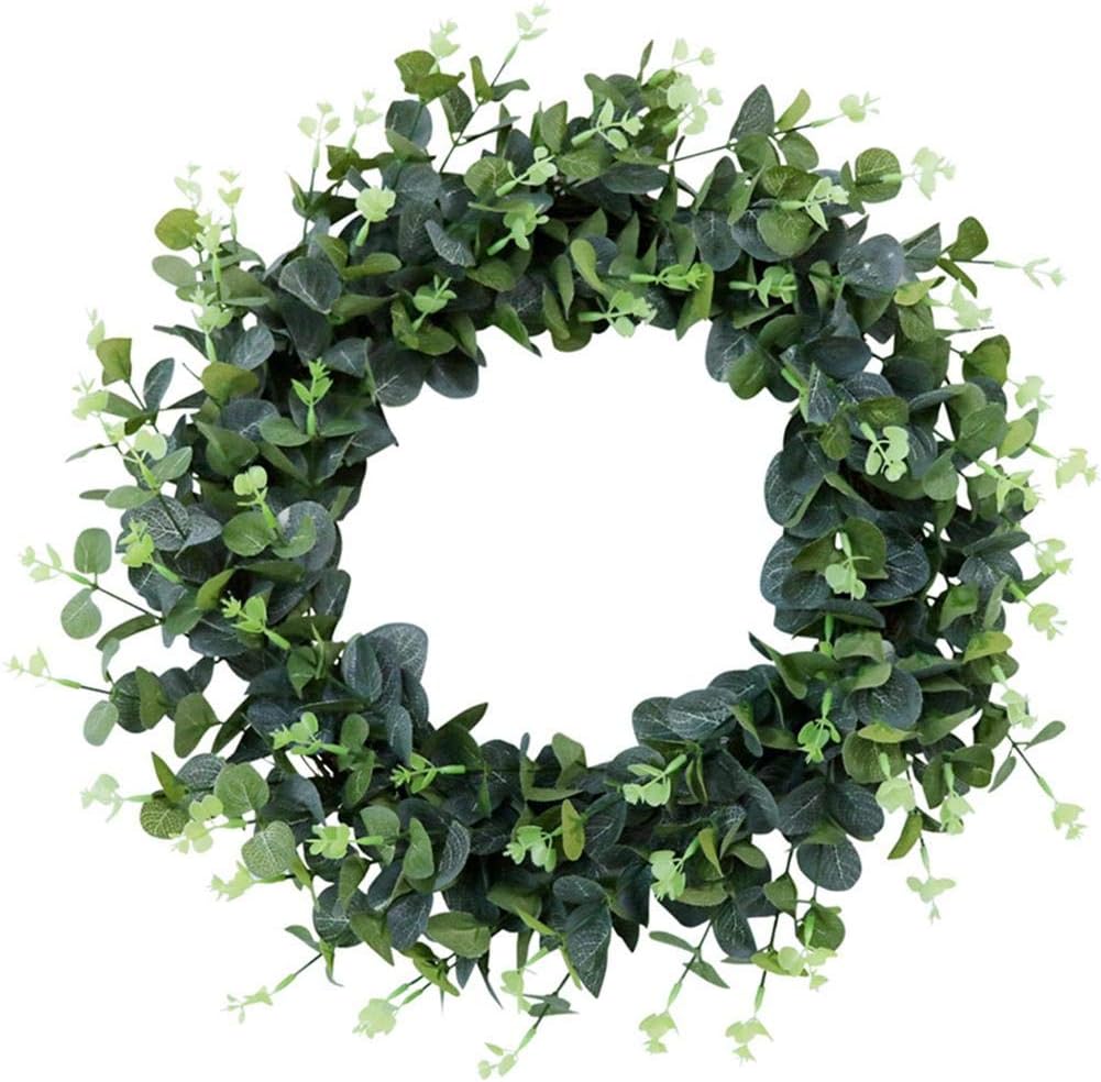 Shaying 20" Artificial Faux Eucalyptus Wreath, Front Door Large Green