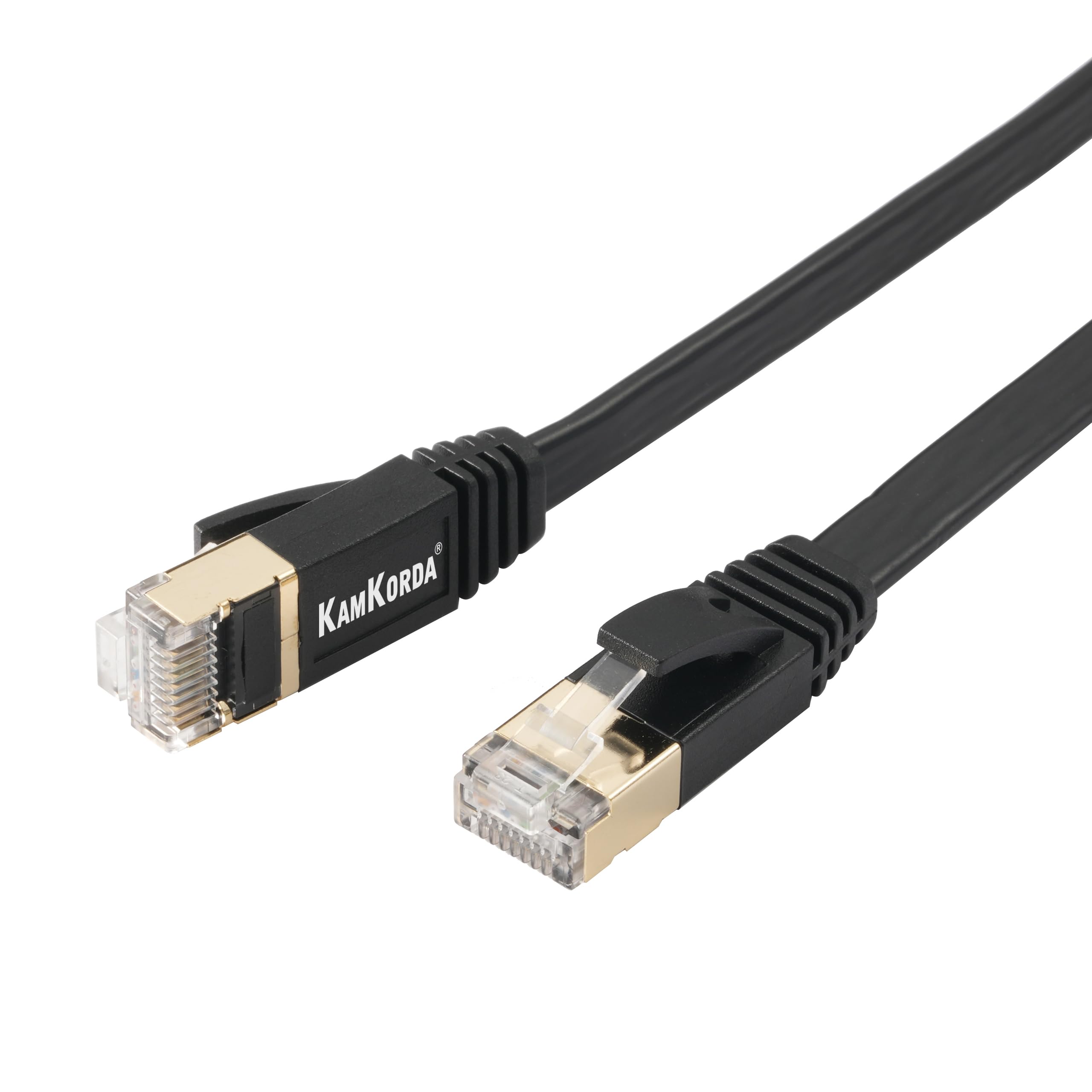 KamKorda Cat 7 Flat Ethernet Cable 3m / 9ft, High Speed 10Gbps 600MHz LAN Cable, RJ45 Network Cable for Router, Modem, Gaming, Streaming, Smart TV & PC