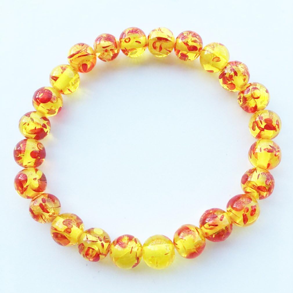 Iumer Amber Crystal Bead Bracelet for Women 8mm Gemstone Bracelet
