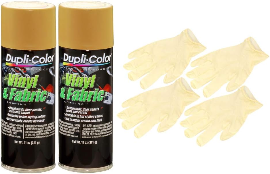 Dupli-Color Desert Sand High Performance Vinyl and Fabric Spray (11 oz) Bundle with Latex Gloves (6 Items)