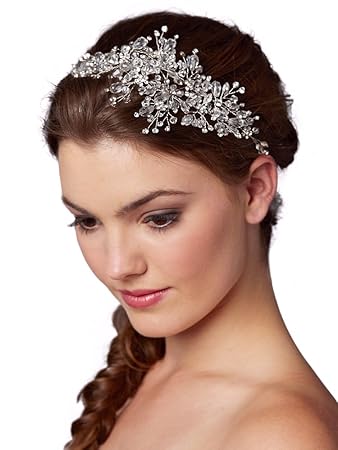 Amazon Com Mariell Couture Crystal Spray Bridal Headpiece Hair
