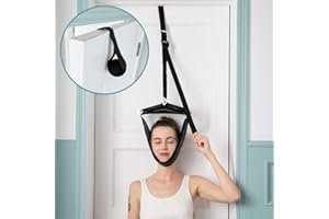 soulern Cervical Neck Traction Device for Home Use, Portable Neck Stretcher Neck Hammock for Neck Pain, Over The Door Cervical Traction Device for Neck Decompression, Home Physical Therapy