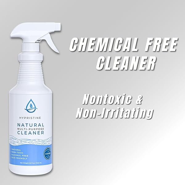 HYPRISTINE PURE HYPOCHLOROUS ACID SPRAY, MULTI-PURPOSE CLEANER, SUPERIOR SHELF LIFE, 0% BLEACH, 0% ALCOHOL, FOOD CONTACT SAFE, ELIMINATE NON-LIVING ALLERGENS, REMOVE PET ODOR, CLEAN ANY SURFACE