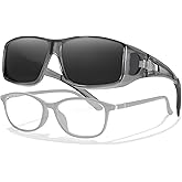 LVIOE Over Glasses Sunglasses Wrap Around Polarized Sunglasses for Men Women Fit Over Prescription Glasses with UV Protection